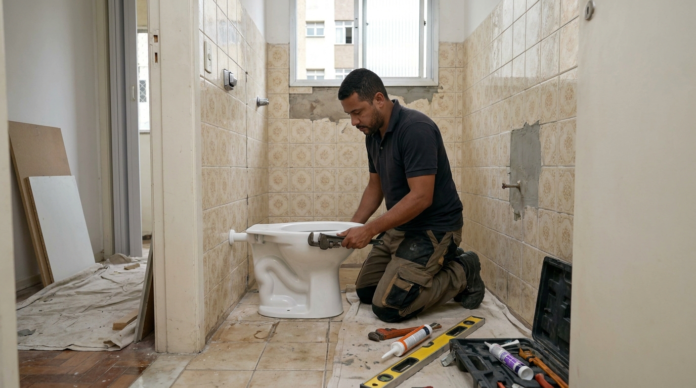 Instalação de vaso sanitário profissional em São Carlos‑SP